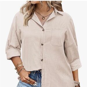 Women's Beige Button-Up Shirt